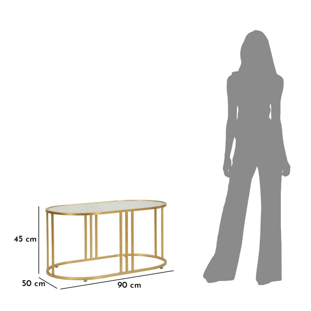 Tavolino VKH797, Oro, Metallo, 90x50x45 cm
