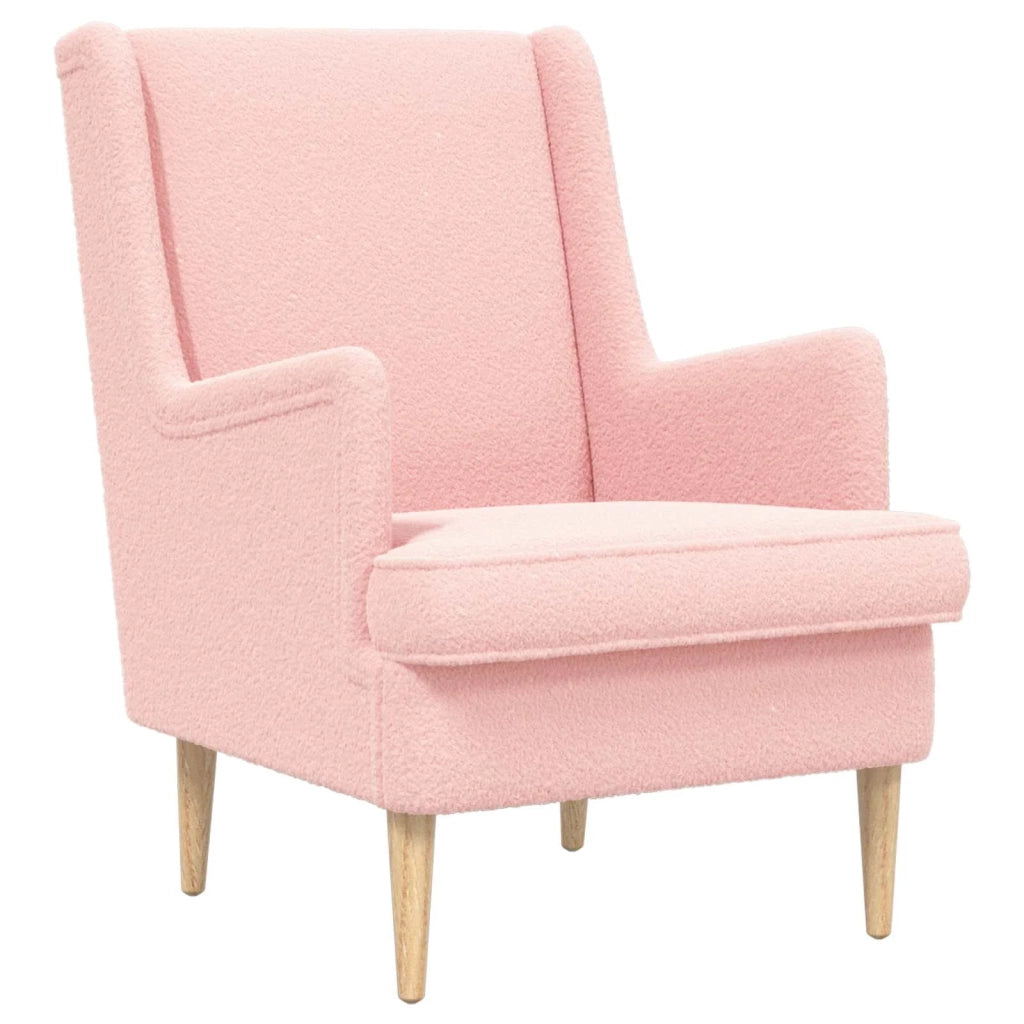 Poltrona con Ottomano 2 pz Rosa Bouclé 3418839