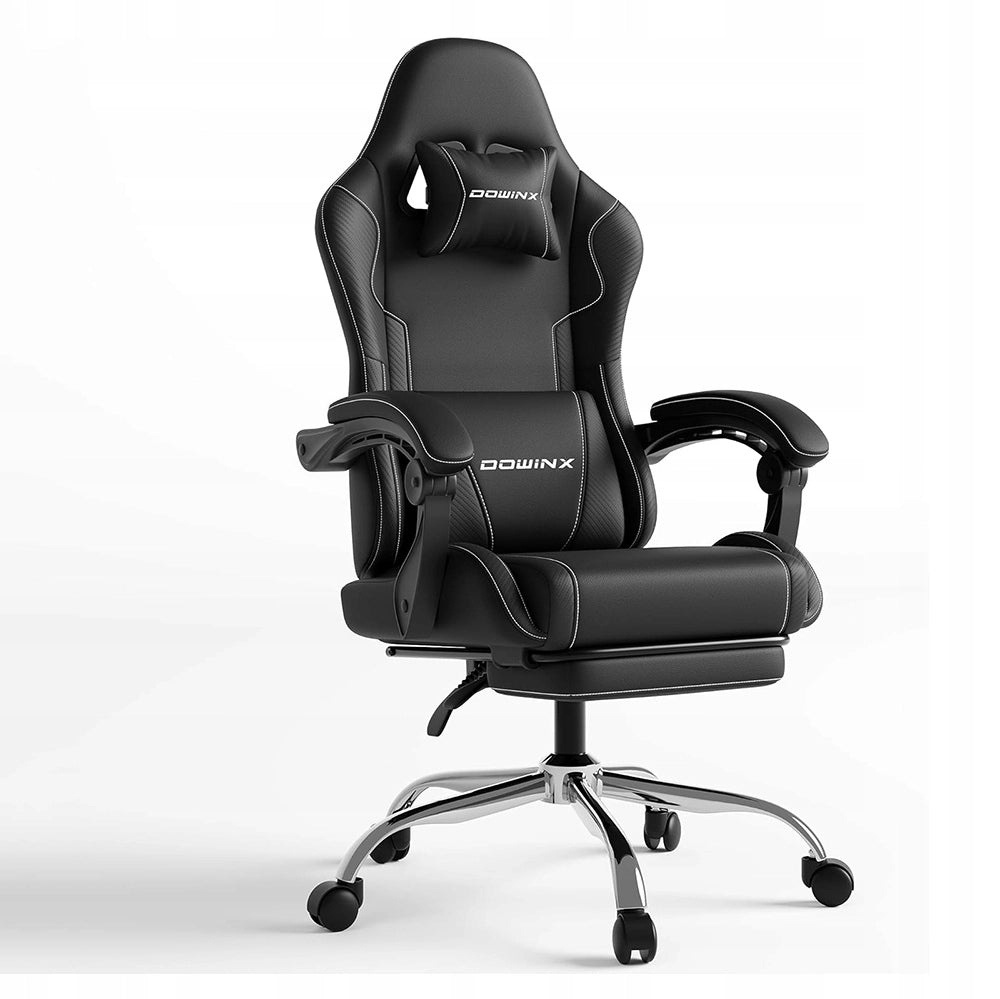 Sedia Gaming DOWINX Nera con Poggiapiedi; Schienale 150°; Supporto Lombare e Portata 150 kg