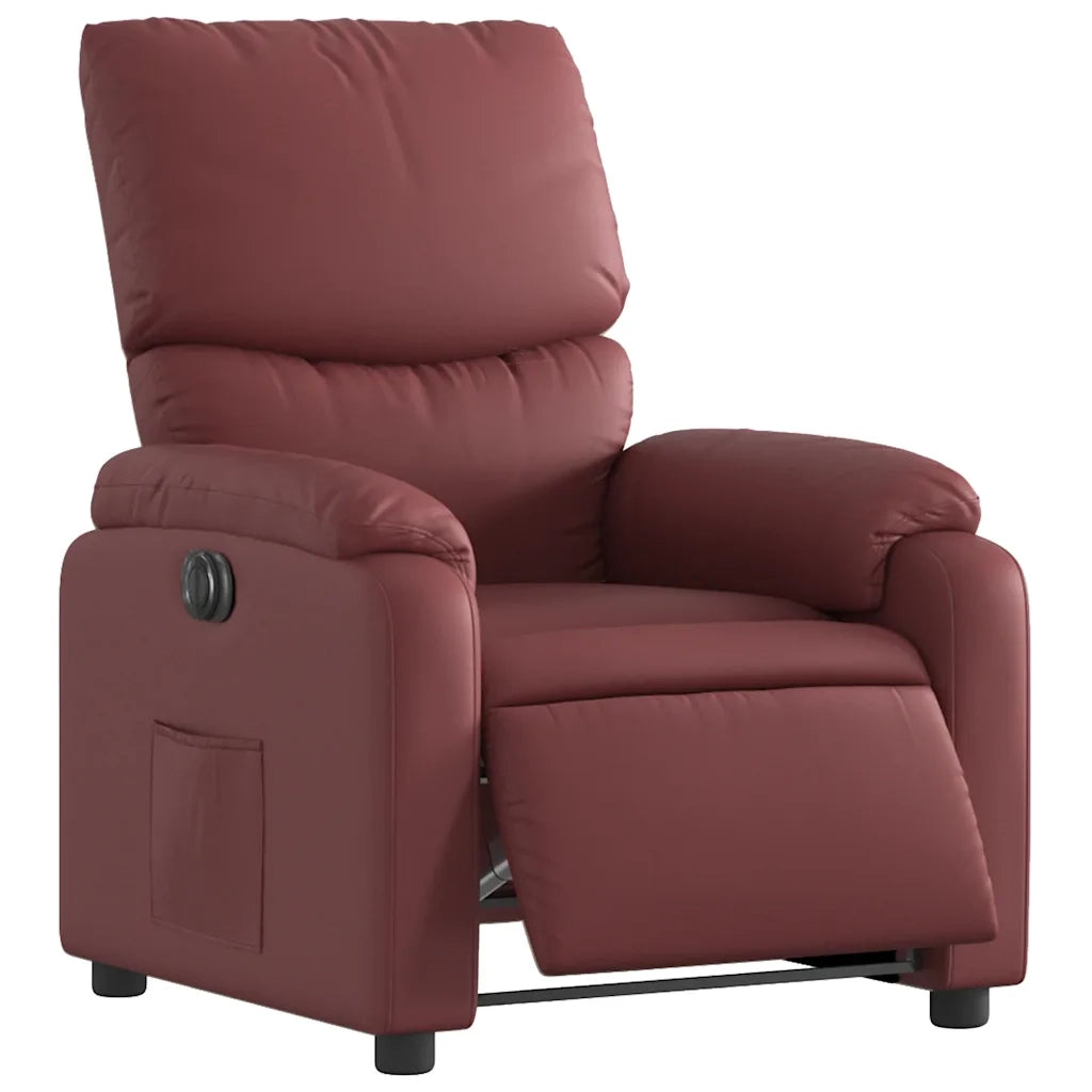 Poltrona | Sedia Relax Reclinabile Elettrica Rosso Vino in Similpelle