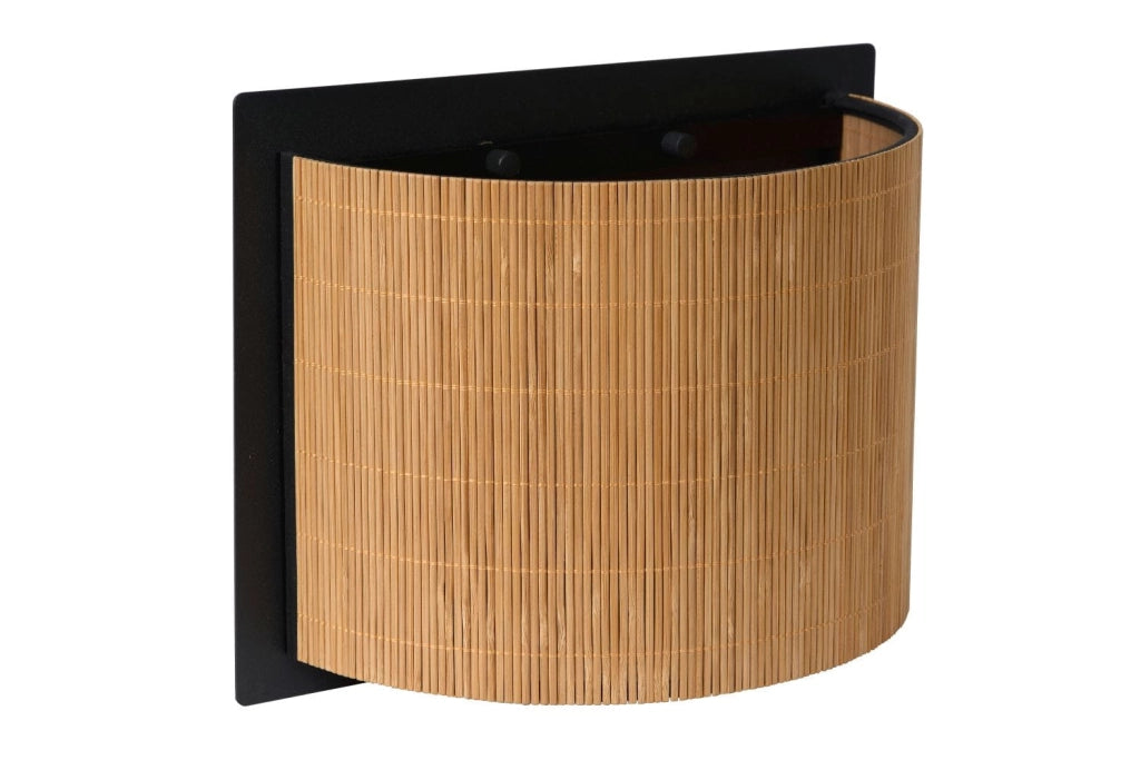 Applique Lucide Magius rattan/nero E27 1 luce 40W dimmerabile
