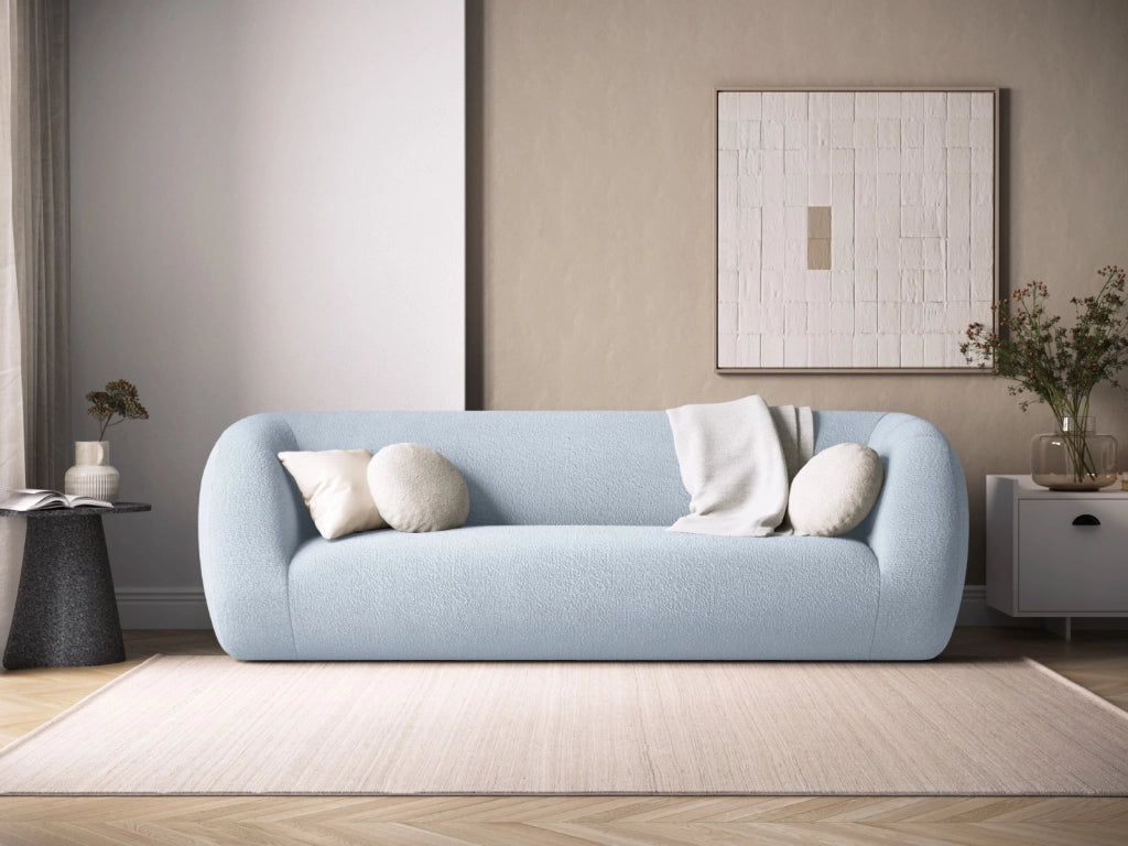 Cosmopolitan Design - Divano "Essen" 3 posti in bouclé azzurro 