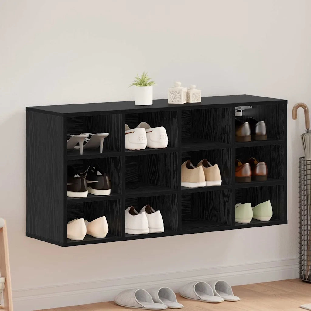 Mobile per scarpe con lo scaffale-Scarpiera Rovere Nero 103 x 30 x 51 cm