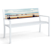 Panca da giardino 128 x 53 x 81,5 cm con comodi braccioli e schienale decorativo stile contemporaneo metallo bianco 20_0010552