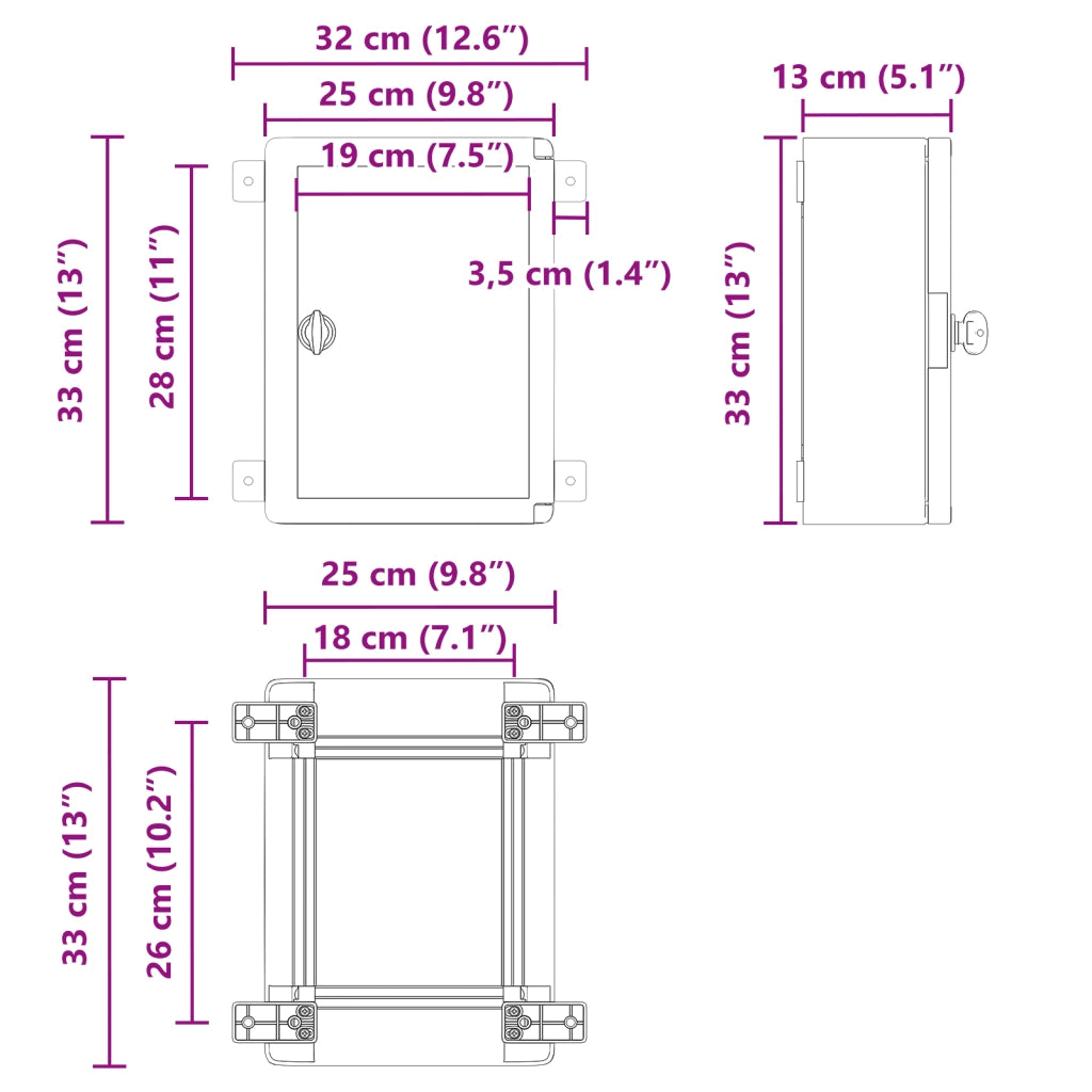 Cabinet di Controllo IP65 Impermeabile Grigio 25x13x33 cm in Plastica ABS
