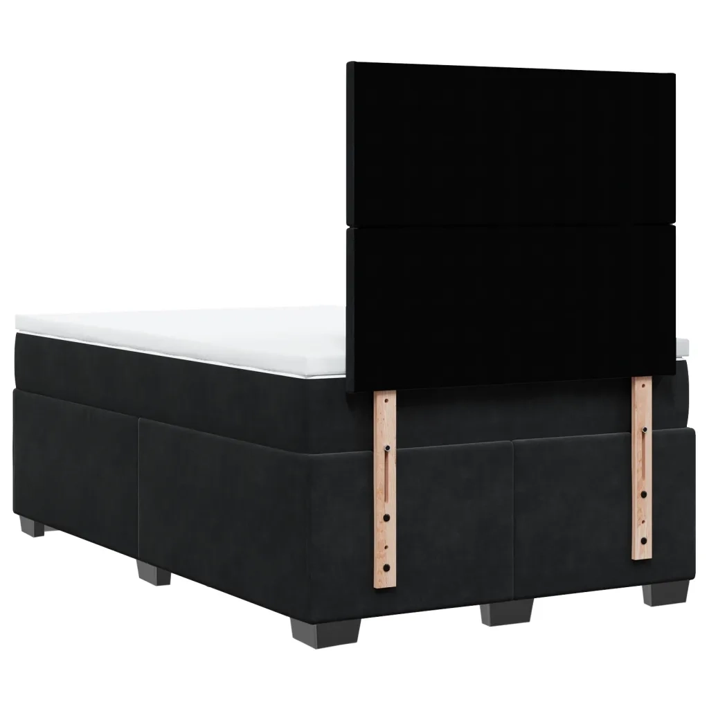 Giroletto a Molle con Materasso Nero 120x190 cm in Velluto