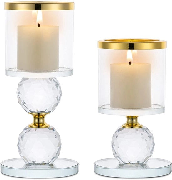 Set di candele in cristallo da tavola da 2 pezzi con luce a olio in stile thea