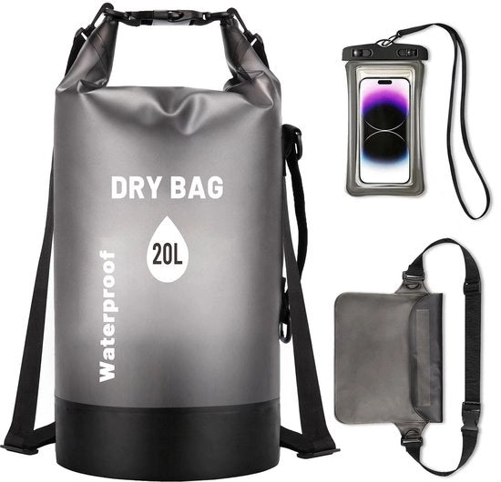 Set di Borse da Sacco da 20 L - Zaino Idrorepellente, Cappuccio e Cover per Telefono per Attività All'Aperto
