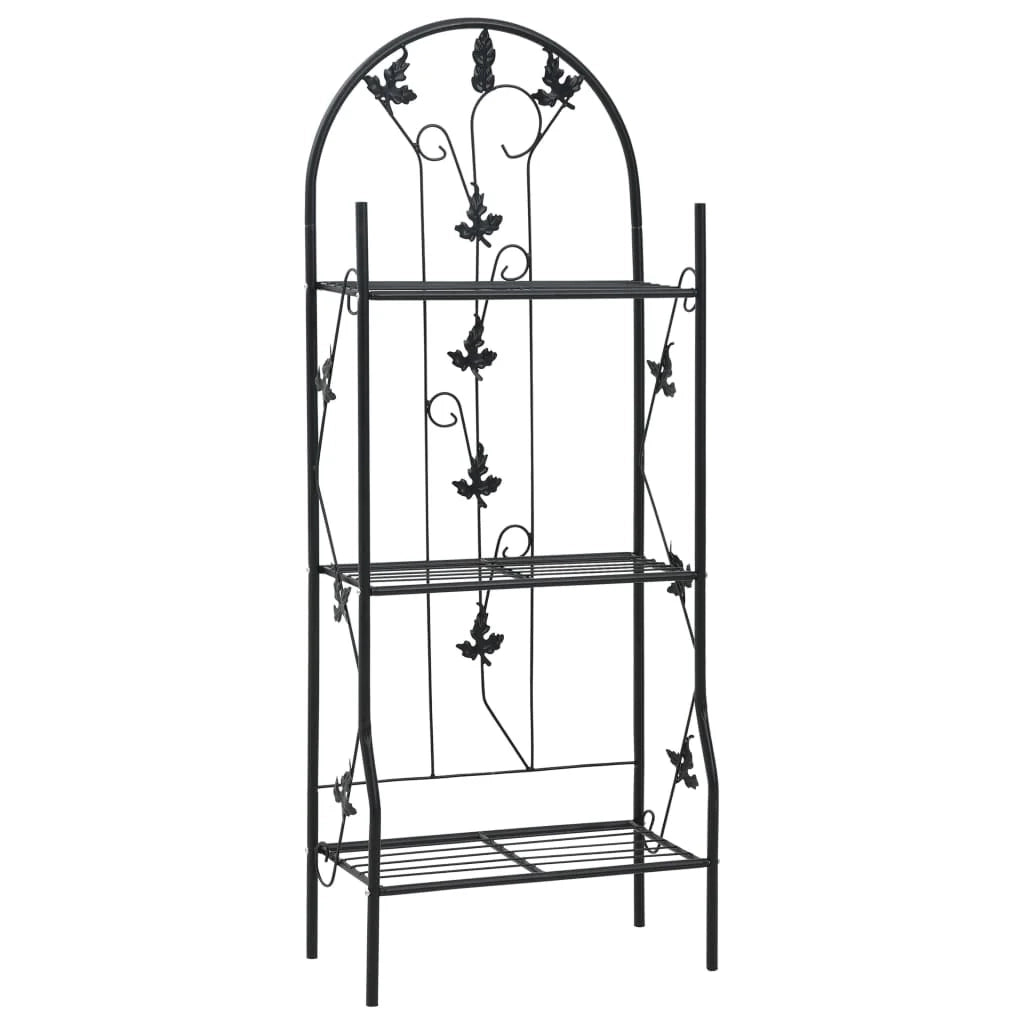Portavasi/fioriera a 3 ripiani 52 x 28 x 128 cm ferro nero 02_0045239