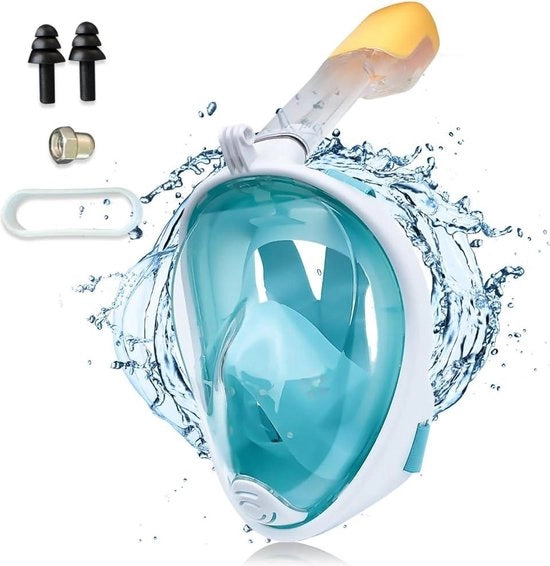 Maschera da snorkeling unicorno verde visibilità 180 gradi adulti e bambini