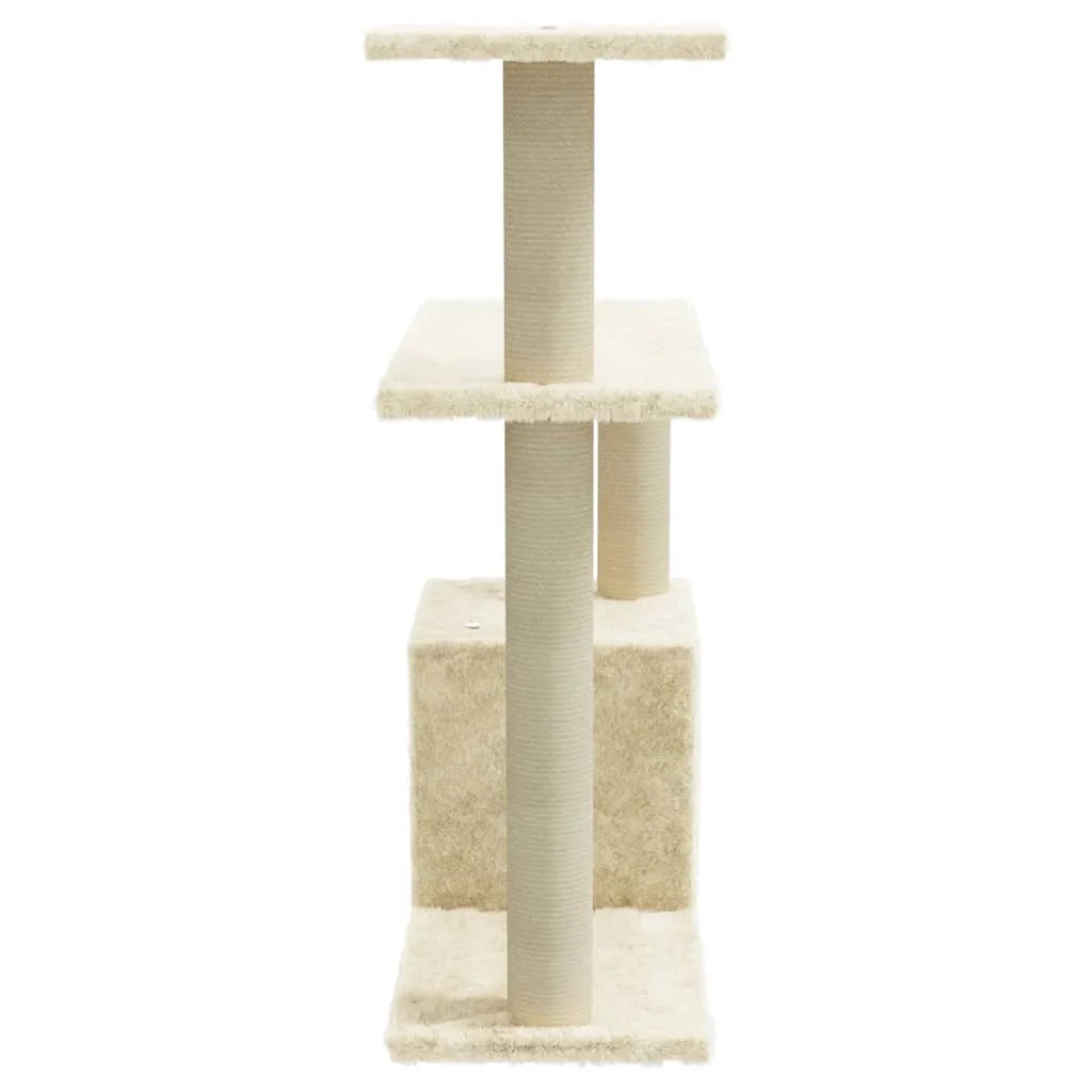 Tiragraffi per gatti torre per arrampicata giocattolo piattaforma per arrampicata con tiragraffi in sisal 70 cm crema 02_0022519