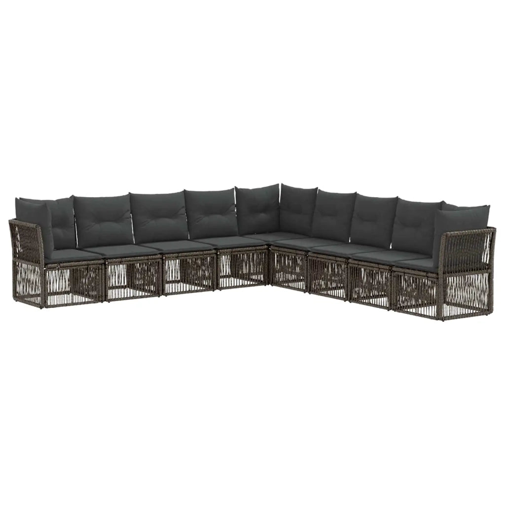Set Divano da Giardino 9 pcs Grigio polyrattan 3434246