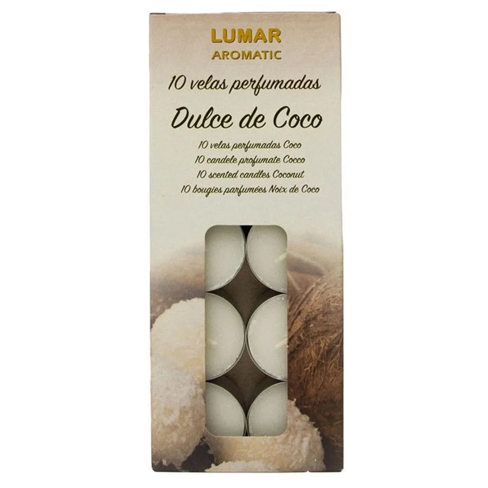 Trade Shop - Set 10pz Da 10 Mini Candela Tealight Profumate Fragranza Dolce Tropicale Al Cocco 042202 -
