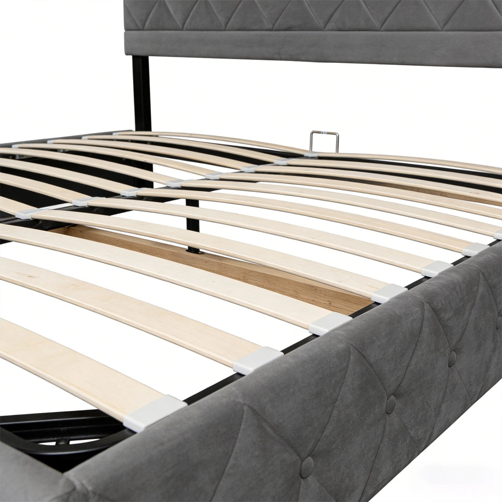 LETTO Imbottito 140x200 cm Velluto Grigio