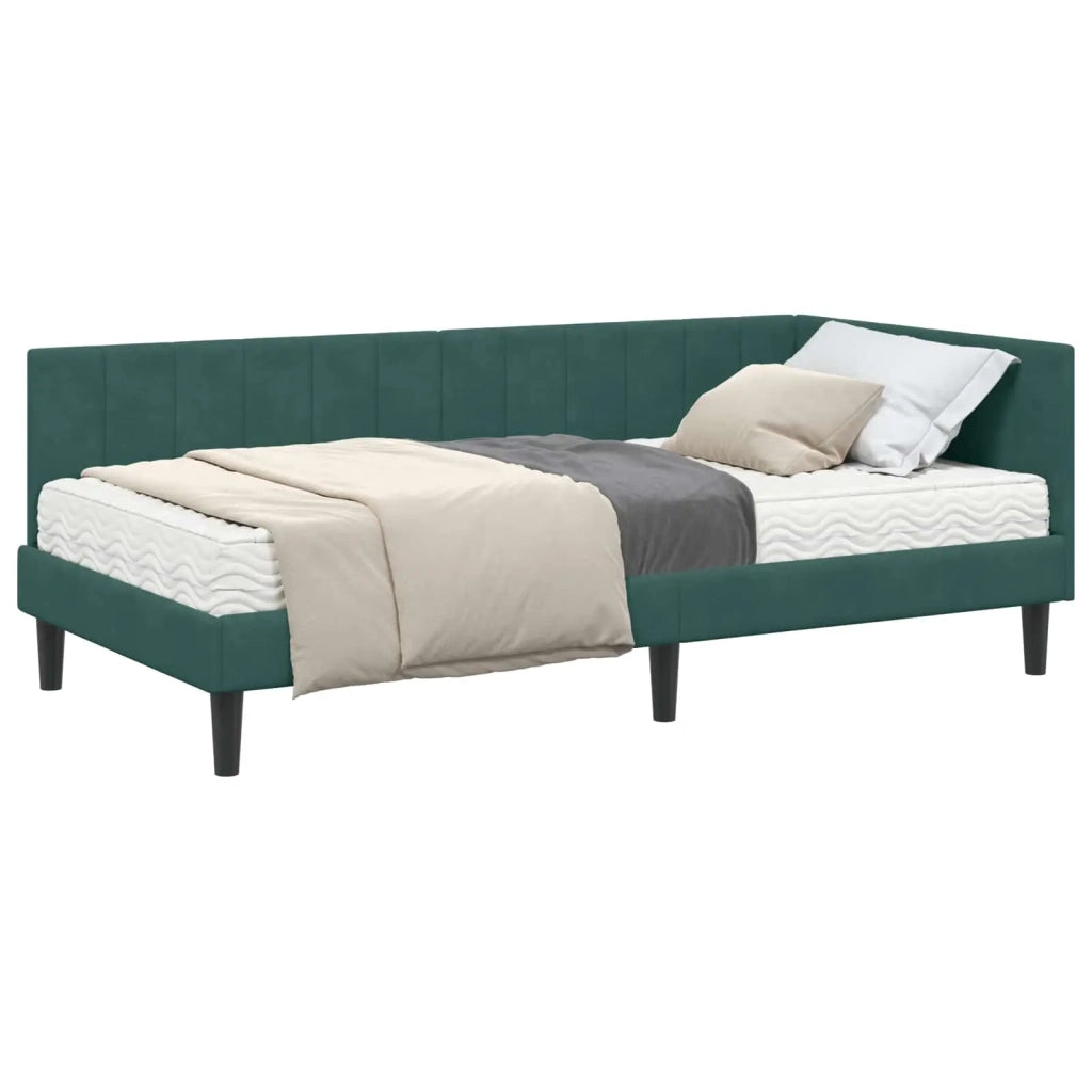 Struttura Letto Angolare con Materasso 2 pcs Verde Velluto