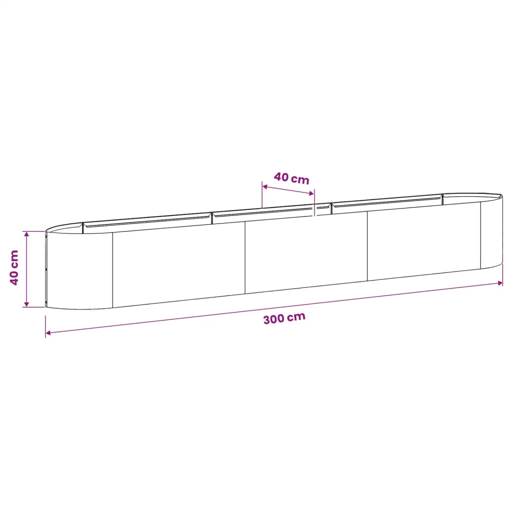 Letto rialzato da giardino Acciaio Corten 300 x 40 x 40 cm 8011732