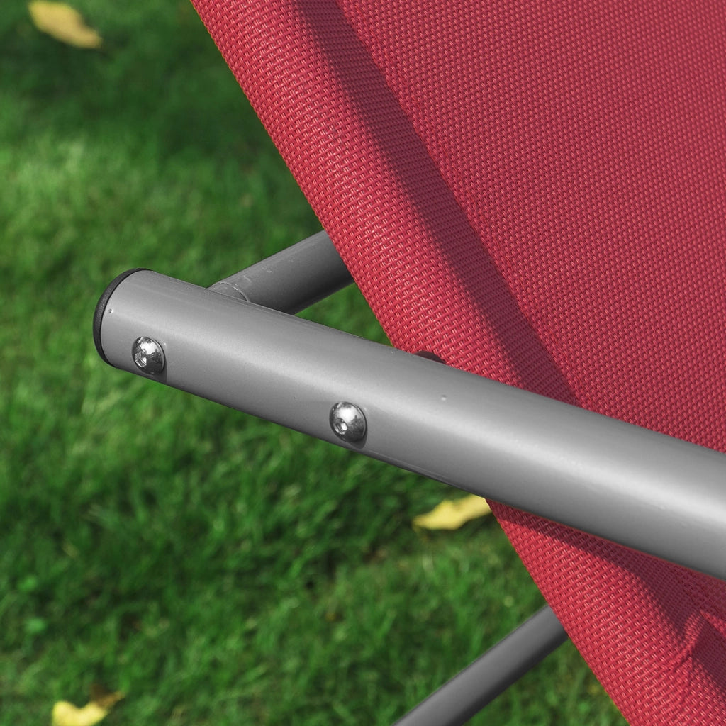 SoBuy Lettino Sdraio da Giardino a Dondolo - Sedia a Dondolo da Esterno in Textilene Rosso con Telaio in Metallo, 150x63x87cm, Lettino Prendisole per Terrazza, Piscina, Patio, OGS28-R