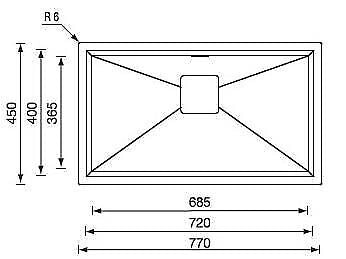 CM glamour 77 x 45 Lavello sottopiano Rettangolare Acciaio inossidabile