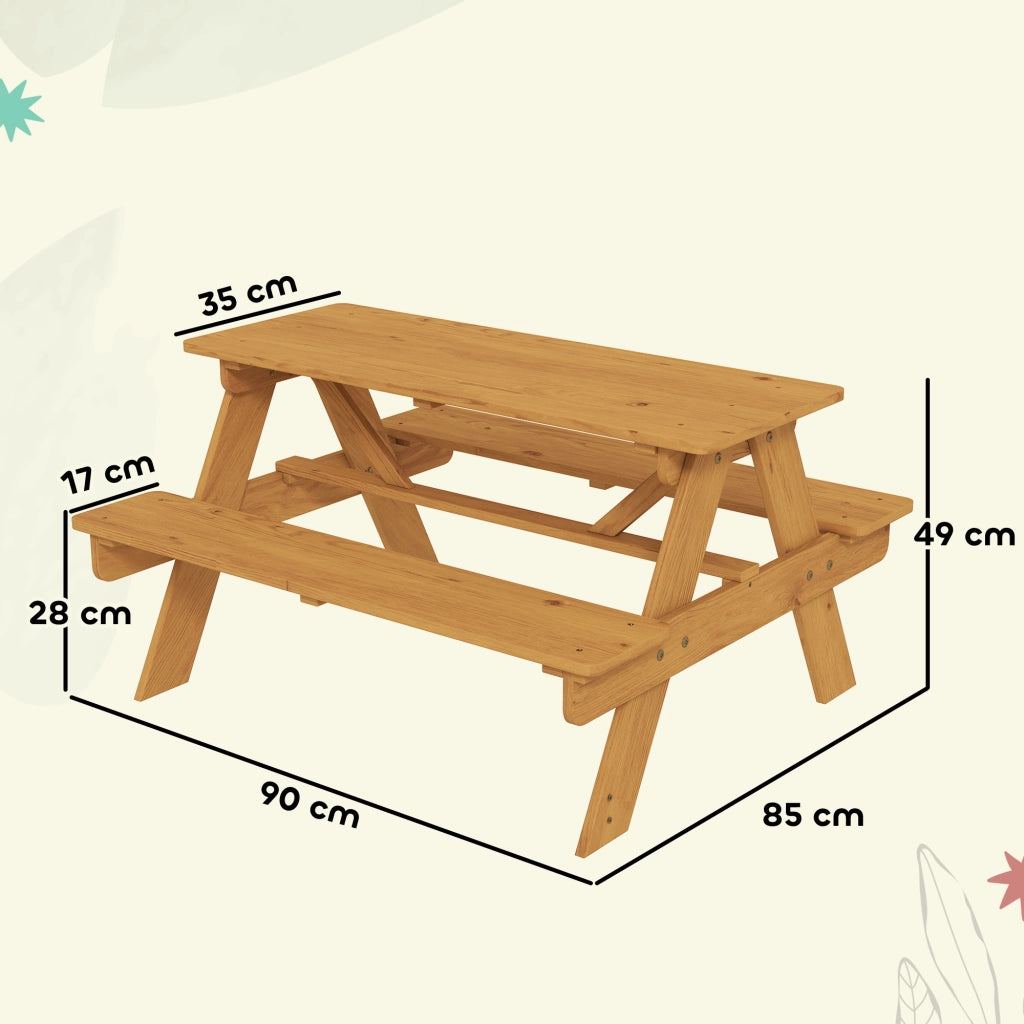 Set tavolo e panche da giardino bambini ¨C zephmum ¨C legno massello naturale