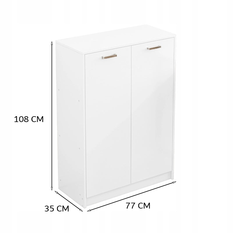 Scaffale da ufficio a 2 ante con ripiani, colonna, mobile autoportante, bianco stile loft, 108 cm