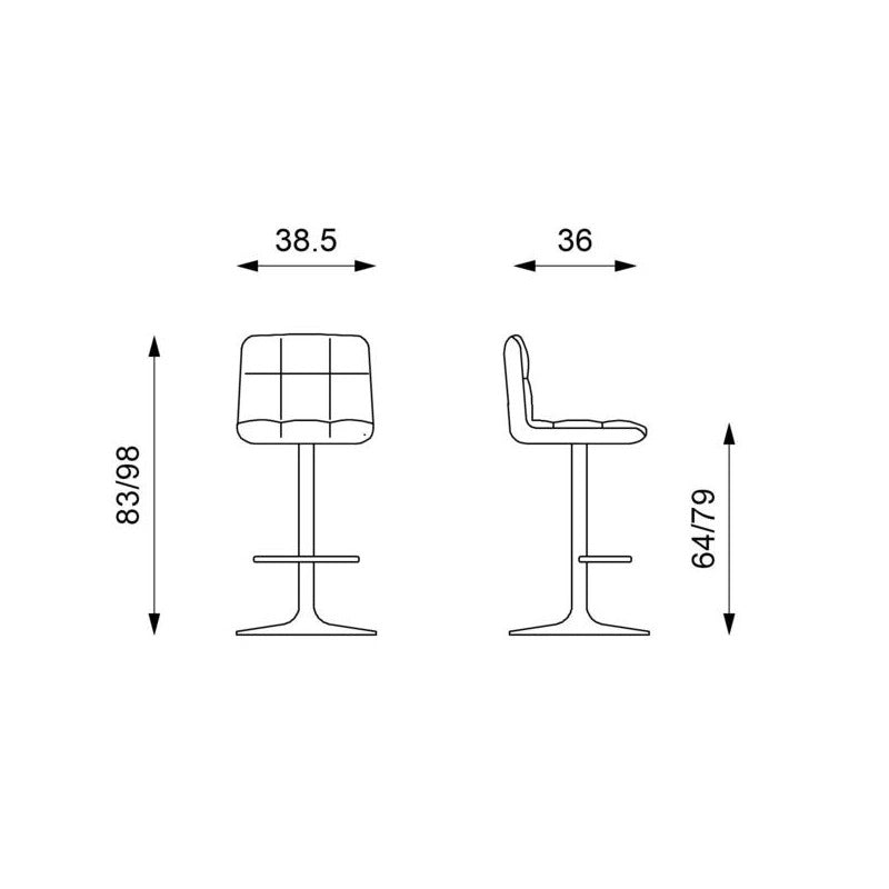 2xSgabello in ecopelle tortora moderno altezza regolabile