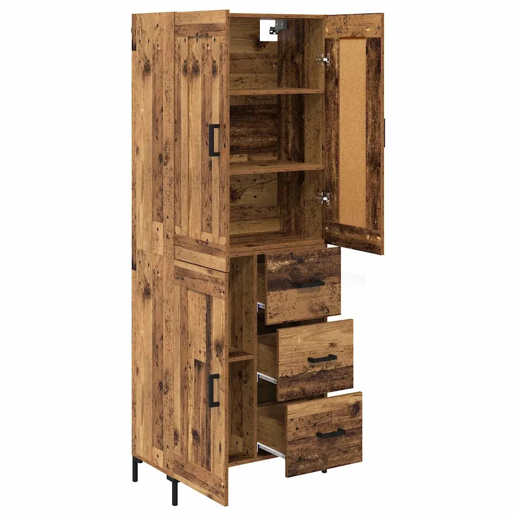 Credenza con cassetto 2 pz-Set di 2 Buffet-Armadio da cucina Legno vecchio Legno multistrato 131489