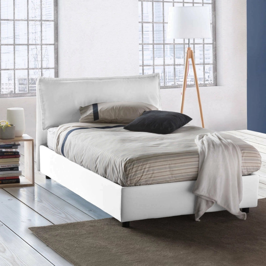 Asso, Letto Piazza e Mezza Sfoderabile Made in Italy, Bianco