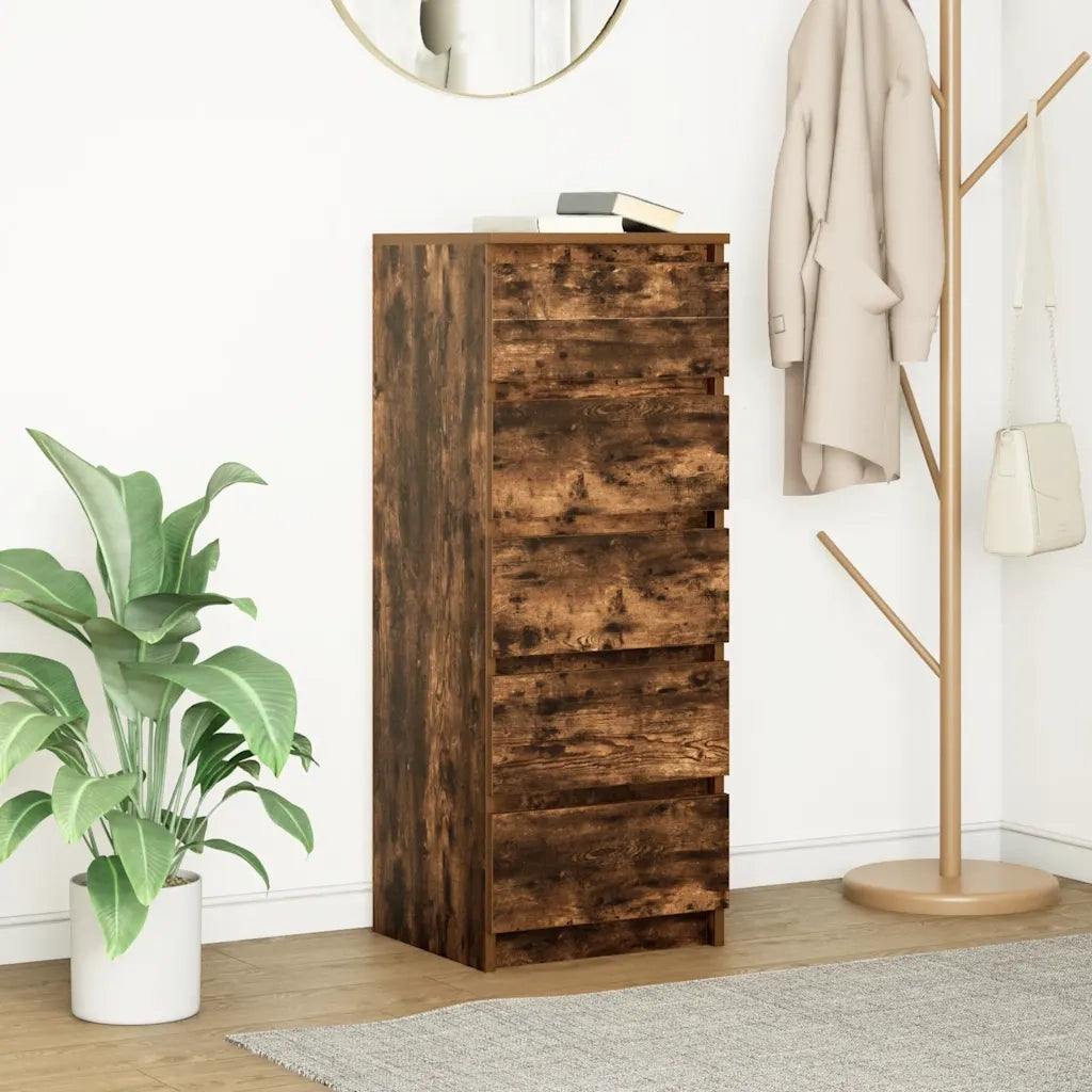 Credenza con Cassetti-Buffet-Armadio da cucina Rovere Fumo 37,5x35x99 cm in Truciolato