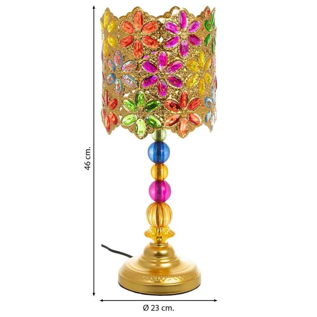 Lampada in metallo con vetro acrilico colorato 23x23x46