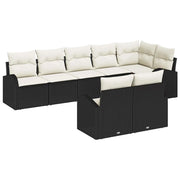 Set Divano da Giardino 8 pcs Nero e Bianco polyrattan 3354756
