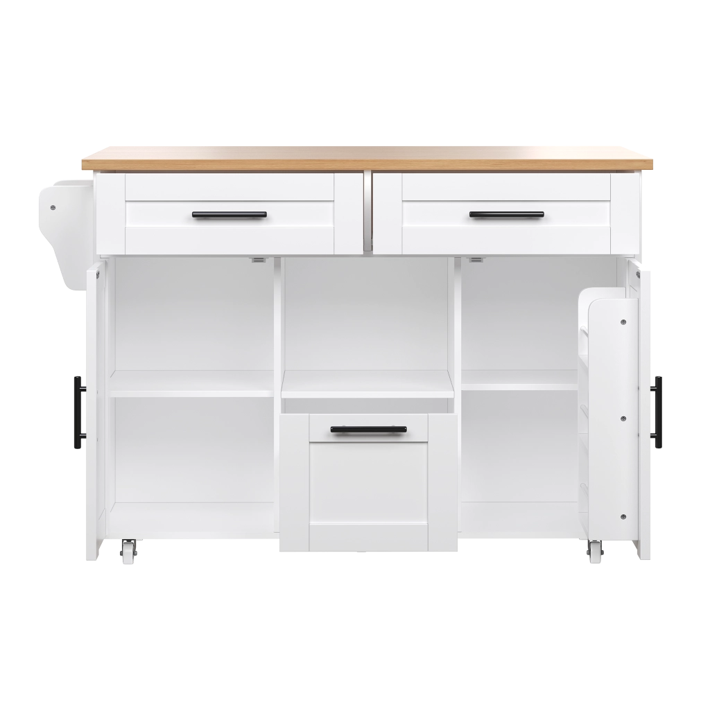 Carrello da cucina con ruote girevoli 120x46(71)x90 cm; bianco; in legno ingegnerizzato