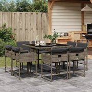 Set da Pranzo da Giardino 9 pz con Cuscini in Polyrattan Grigio 3211376