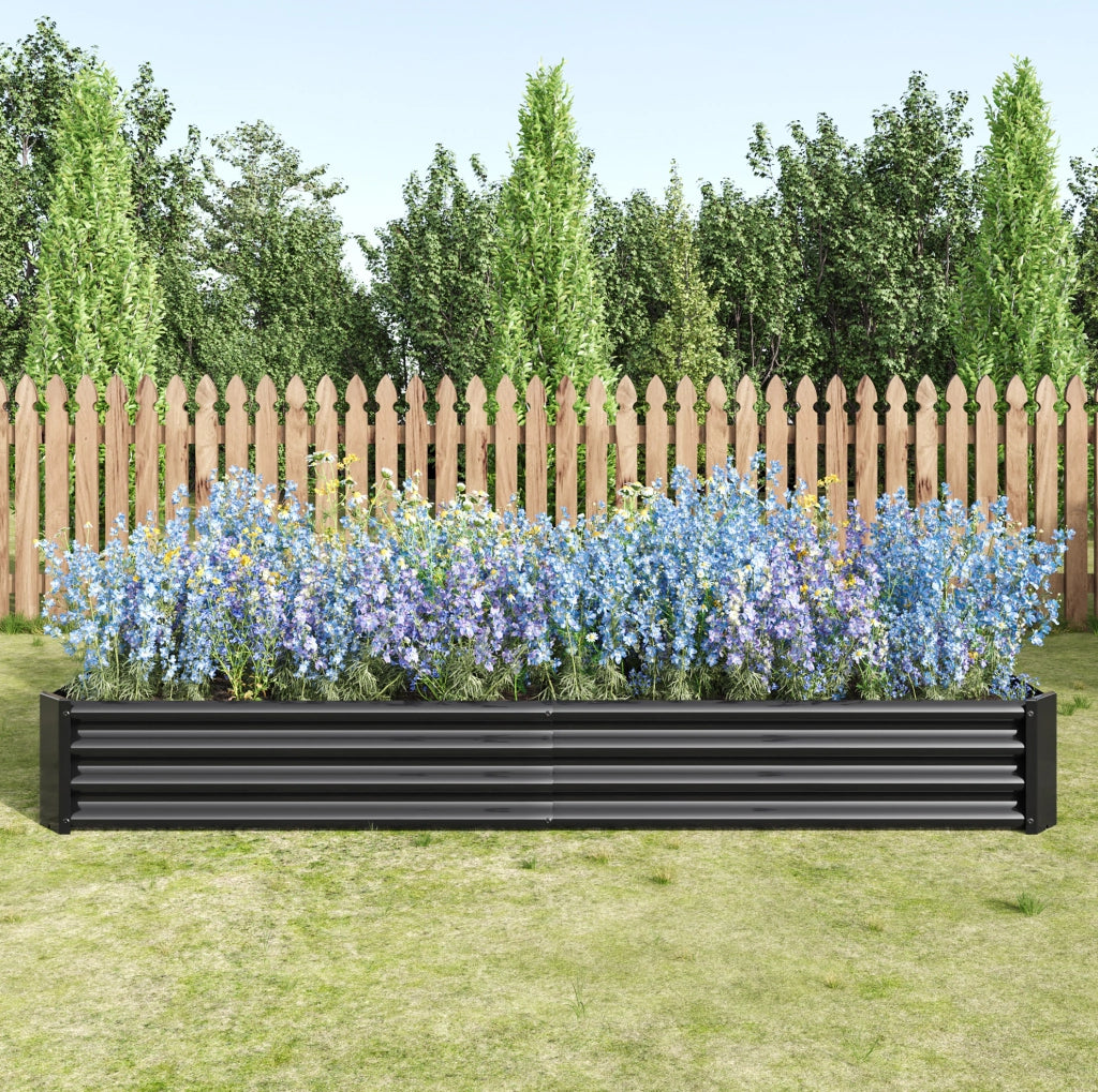 Fioriera rialzata in metallo 232 x 113,5 x 30 cm nera