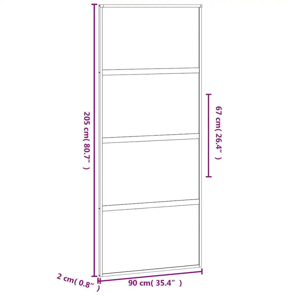 Porta Scorrevole Nera 90x205 cm in Vetro Temperato e Alluminio 155220
