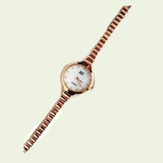 Trade Shop - Orologio Polso Zcc Donna Analogico Quarzo Acciaio Moderno Fashion Oro Rosa Bianco -