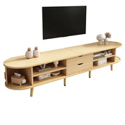 Mobile TV con 2 Cassetti e 2 Ante Scorrevoli; Ripiani Regolabili; per Soggiorno; in MDF; Noce Chiaro; 175×40×42 cm