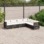 Set Divano da Giardino 6 pz con Cuscini Nero in Polyrattan 3261860