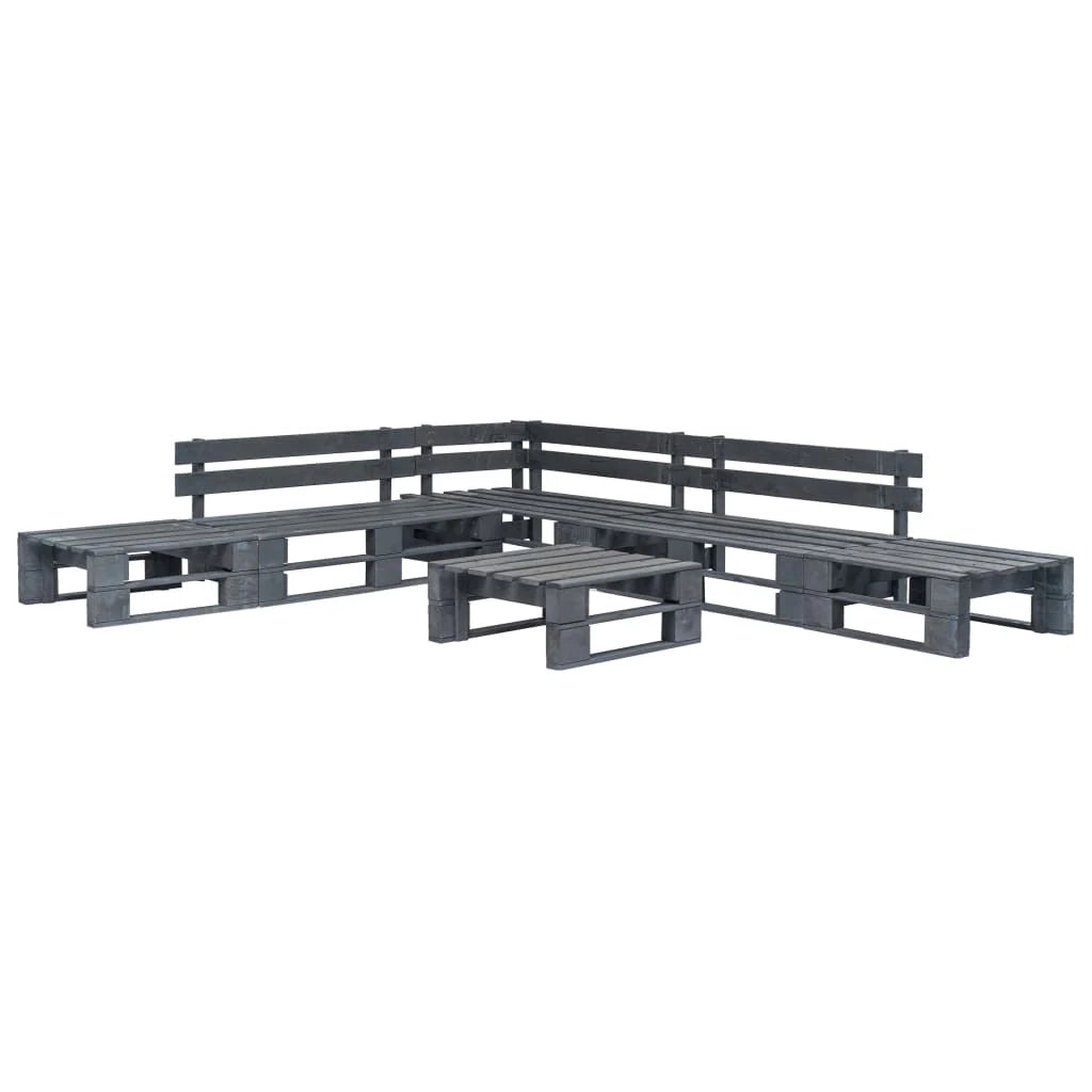 Set di mobili da giardino mobili da esterno mobili in pallet 6 pezzi legno grigio 02_0018466