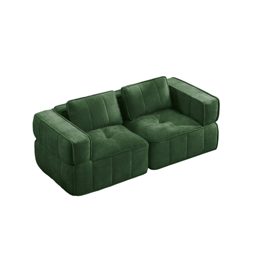 Divano modulare 2 posti senza struttura 198x93x67 cm in poliestere verde; senza montaggio