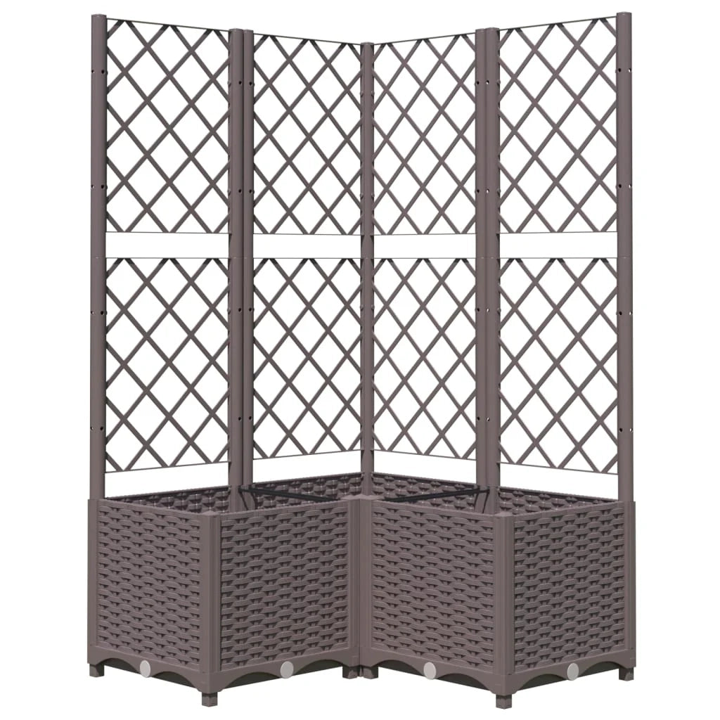 Fioriera rialzata per piante fiori terrazza giardino con traliccio 80 x 80 x 136 cm PP marrone 02_0038319