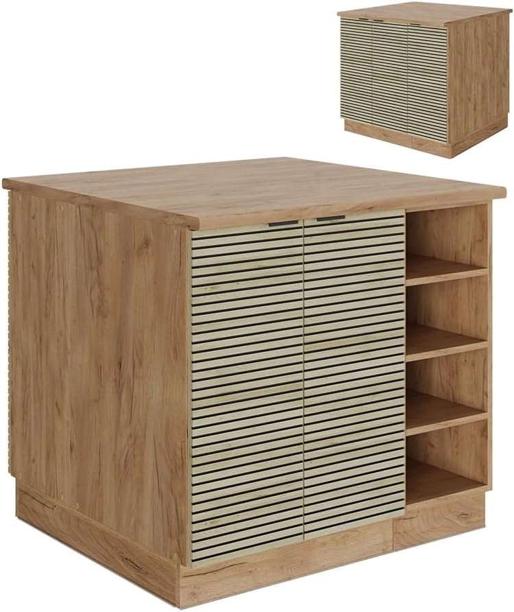 Isola cucina Fame-Line, Pannello in quercia, 90 cm senza piano di lavoro