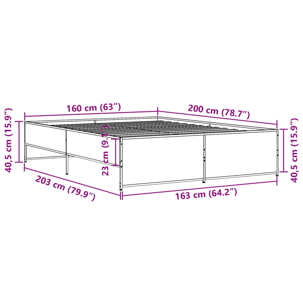 Giroletto-Struttura Letto Nero 160x200 cm in Legno Multistrato e Metallo 103856