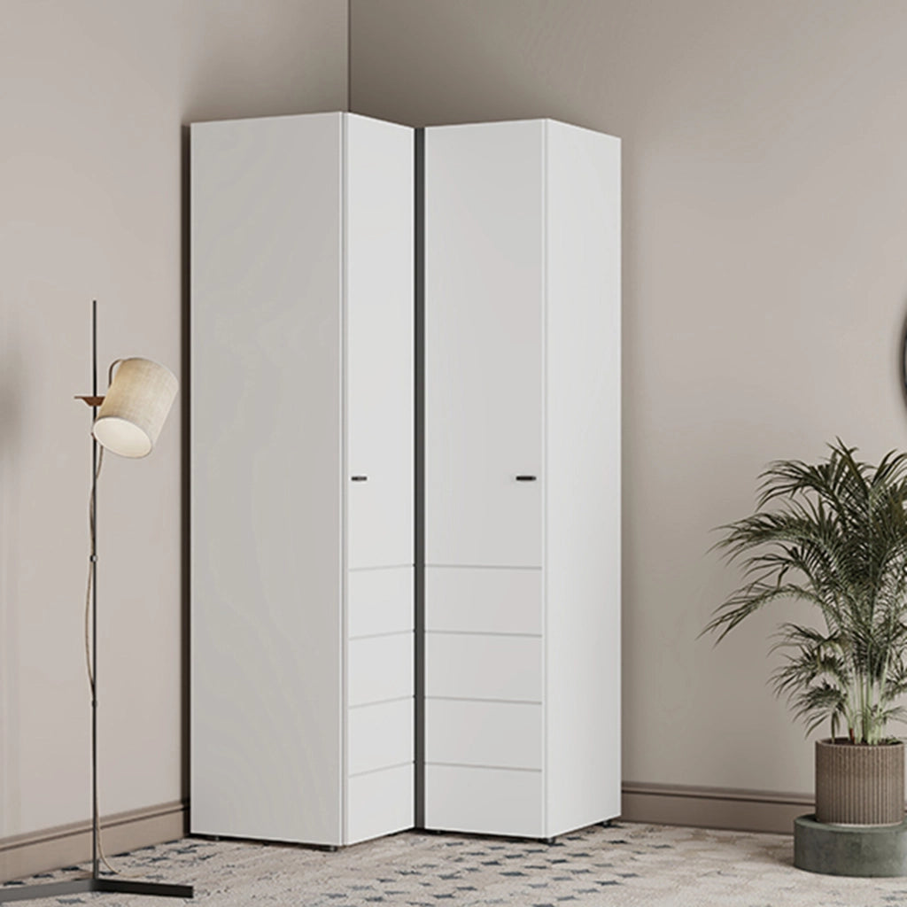 Armadio Camera da Letto Tavole, Guardaroba 2 Ante 4 Ripiani, 95x208h cm Bianco Opaco