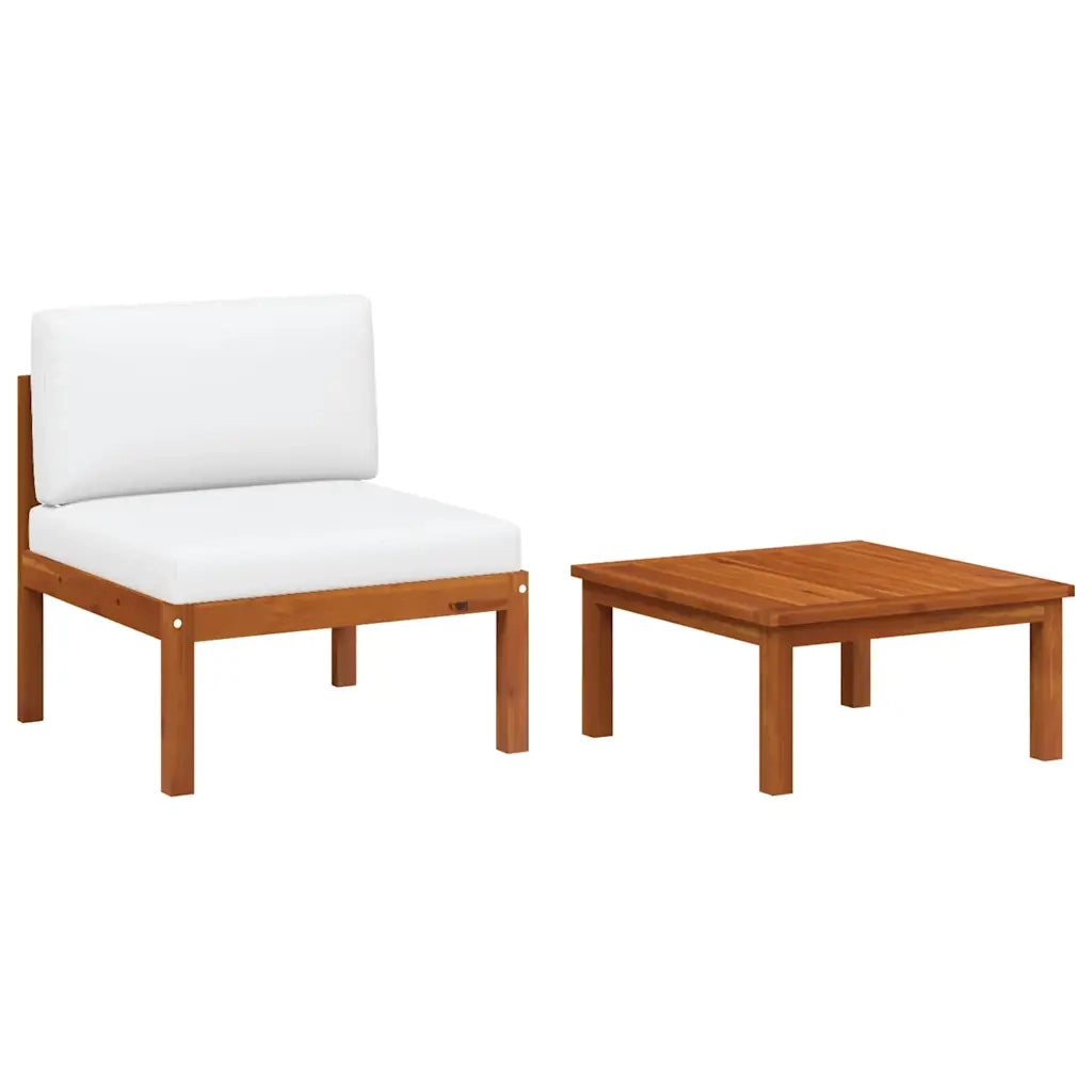 Set da giardino 2 pezzi con cuscini in legno di acacia e corda 312427