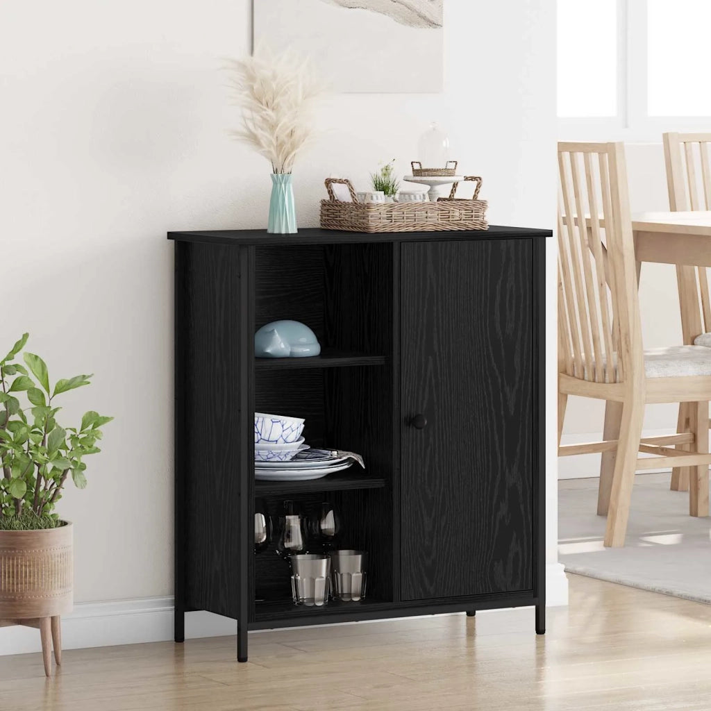 Credenza | Madia | Buffet da pranzo | Armadio da pranzo Rovere Nero 70 x 30 x 80 cm Legno multistrato