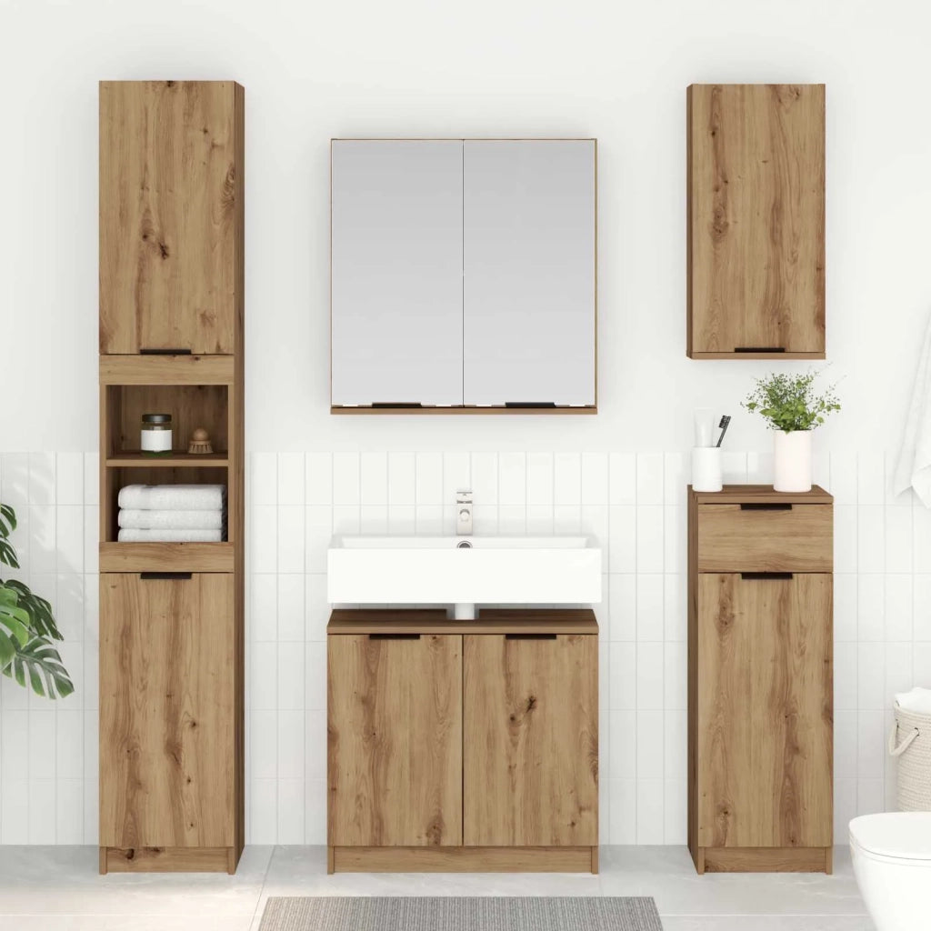 Set di mobili per il bagno con porta 4 pcs Rovere artigianale 3416028