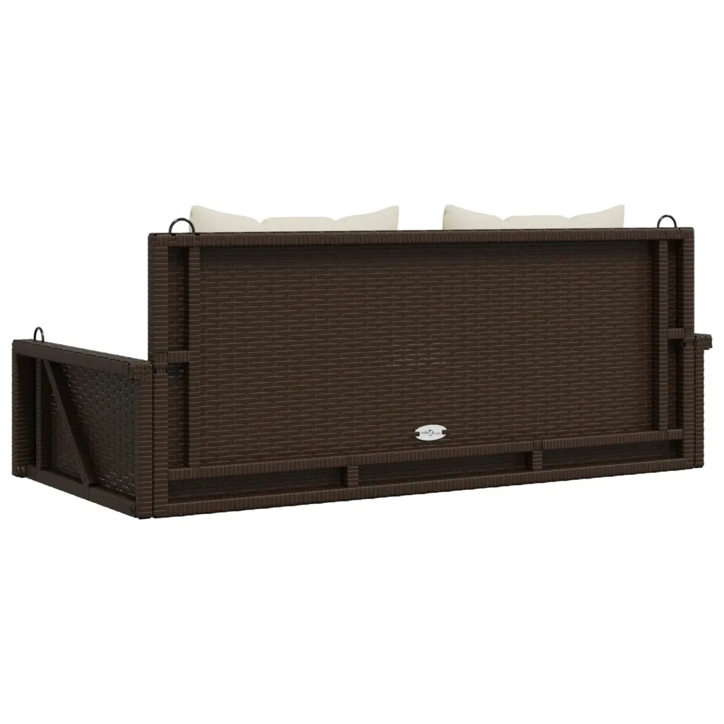 Panchina a Dondolo con Cuscini Marrone 119x56x48 cm Polyrattan 365630