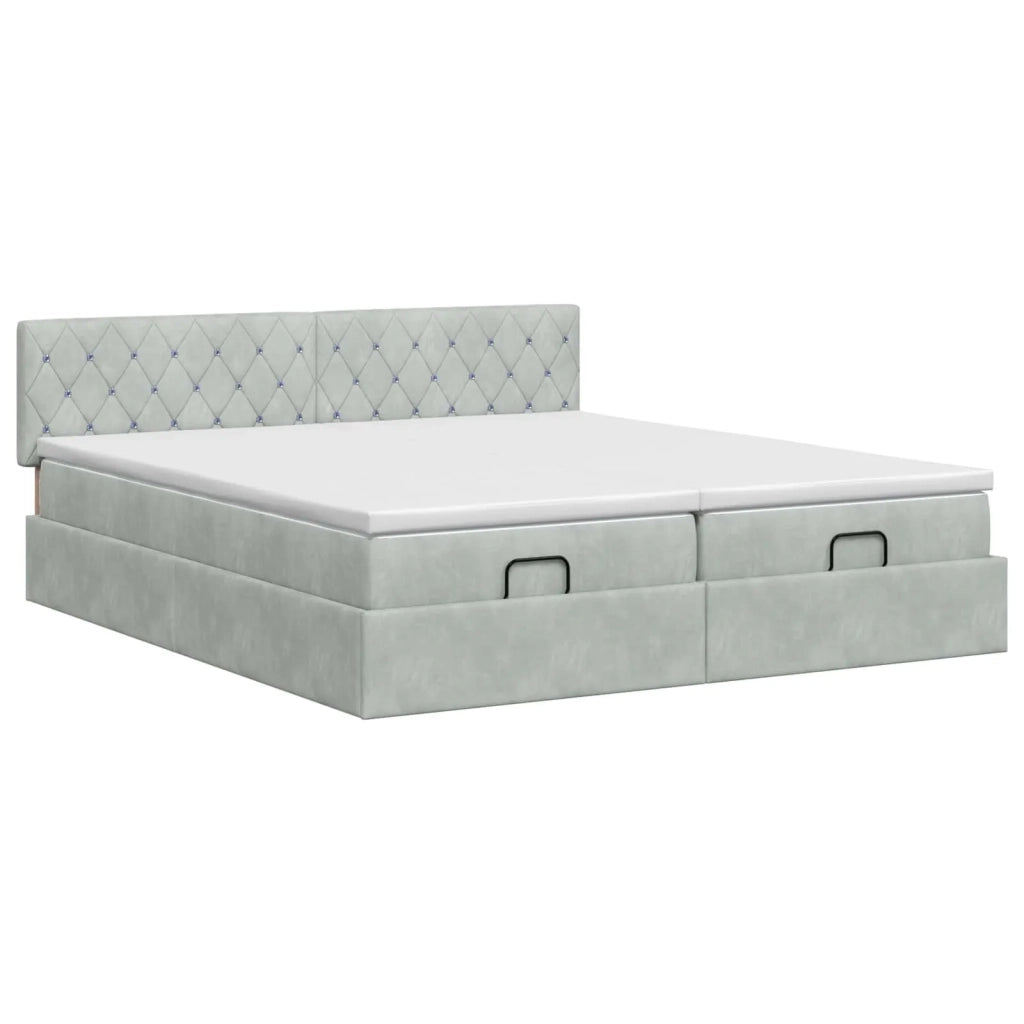 Letto ottomano con materasso 2 pcs Grigio Chiaro Velluto 3456732
