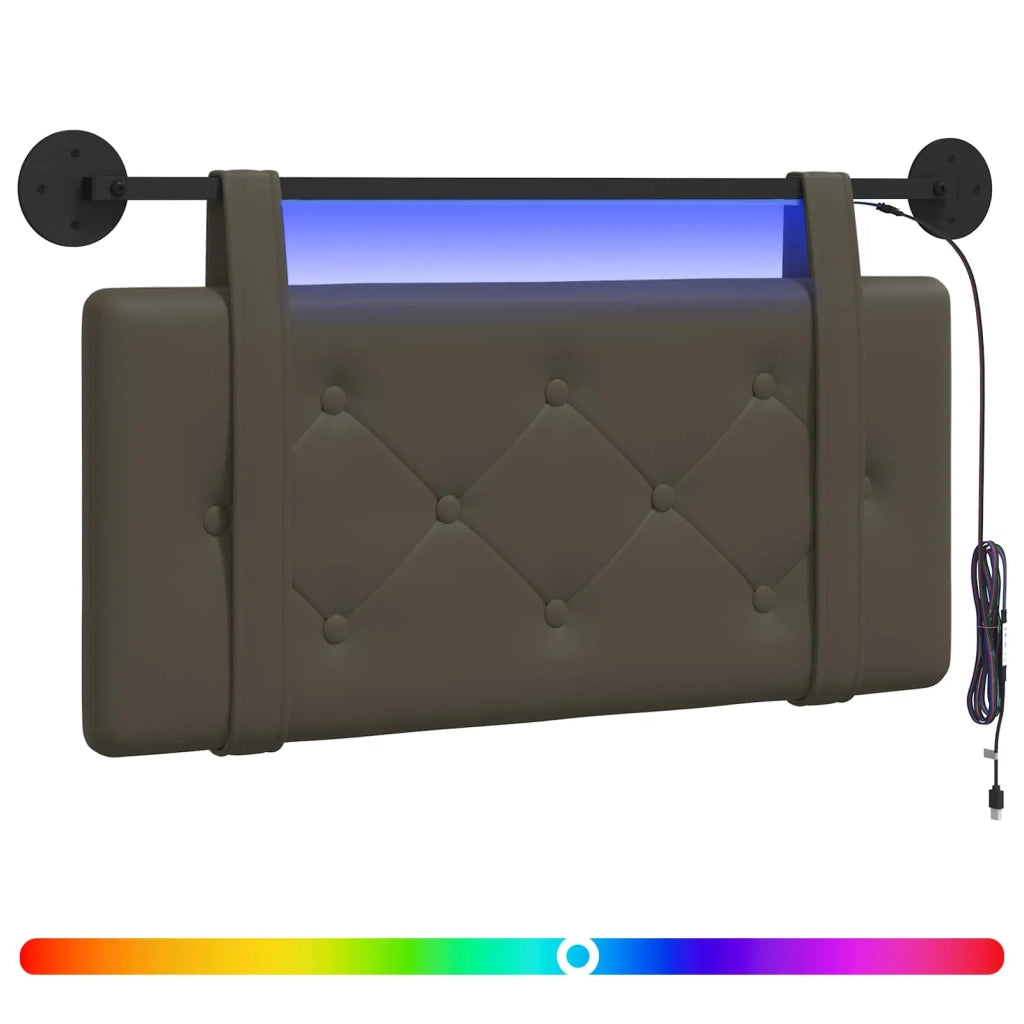 Testiera sospesa Con luce LED Grigio Similpelle