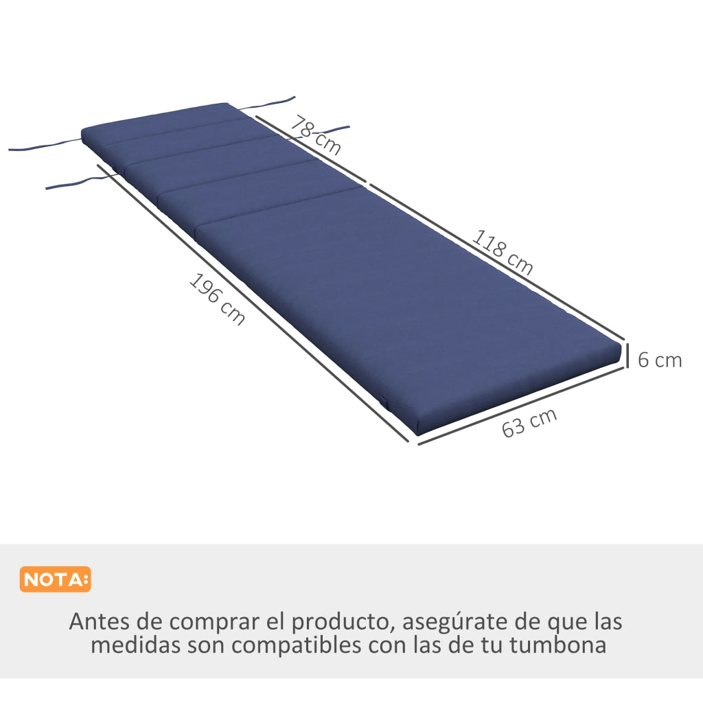 Cuscino per Tumbona in Cotone 196x63x6 cm con Tessuto Idrorepellente ¨C zephmum ¨C Blu Scuro
